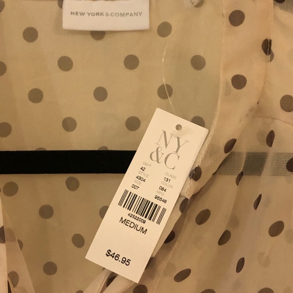 Cream New York & Company Brown Polka Dot Blouse - Picture 3 of 3